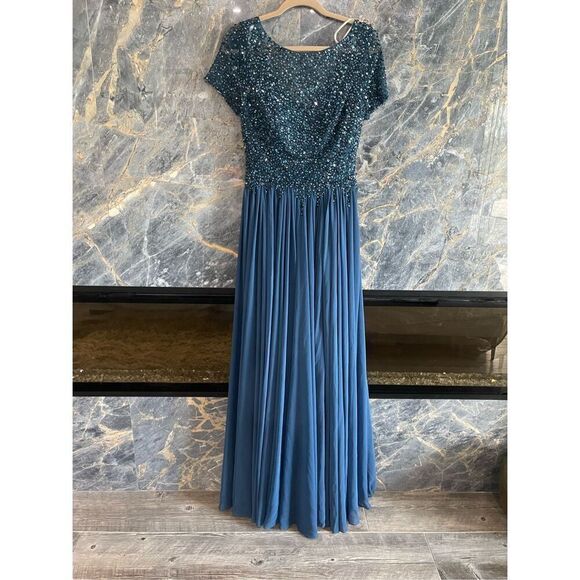 Terani couture blue sequin top dress size 6 - Picture 2 of 8